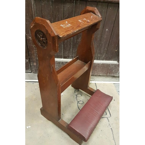 47 - Victorian Pine Kneeler with carved cross detail, c.19in wide, 32.5in tall