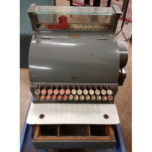 82 - Vintage Shop/Pub Cash Register for pounds, shillings and pence, original grey paint, c.17in x 17in