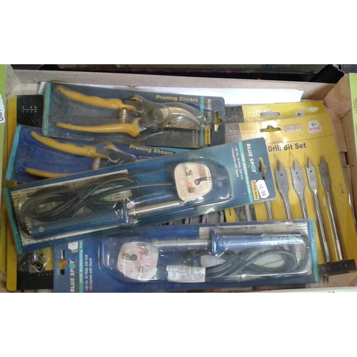 97 - Lot to Include Drill Bits, Soldering Irons, Pruning Shears