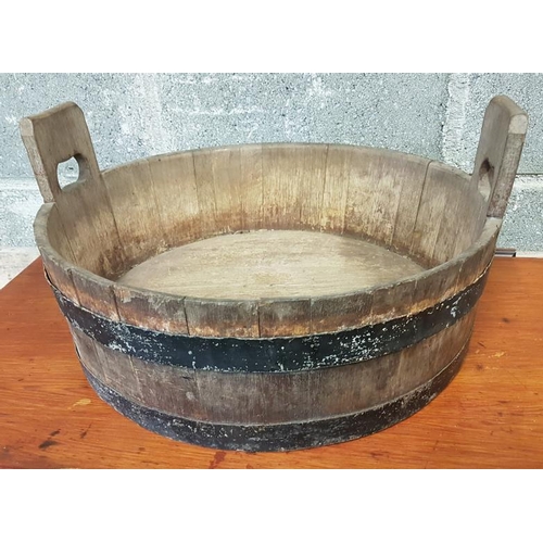 122 - Coopered Wooden Wash Tub with wooden handles, c.18.5in diameter, 10in tall