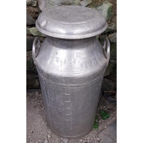 133 - 'Dublin Dairies' Traditional Aluminium Creamery Milk Can with Lid, c.30in tall