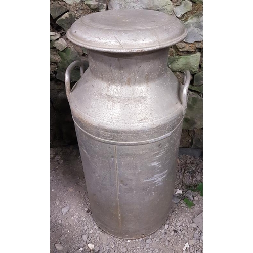 134 - Traditional Aluminium Creamery Milk Can with Lid, c.30in tall