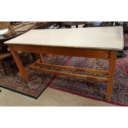 608 - Traditional Irish Pine Farmhouse Kitchen Table with double stretcher base, c.5ft x 2ft3in