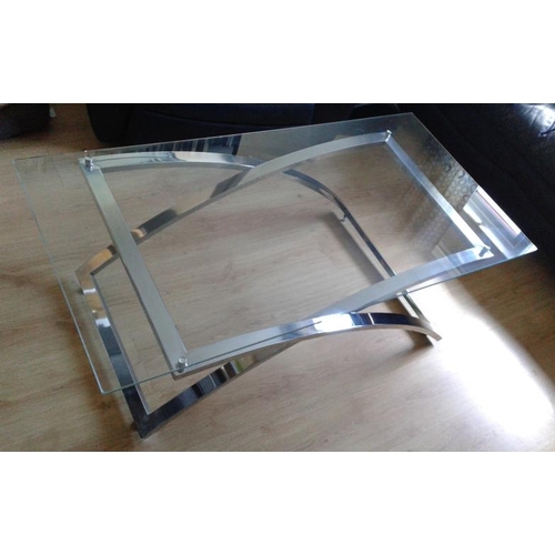 612 - Glass Topped Coffee Table with Chrome Base