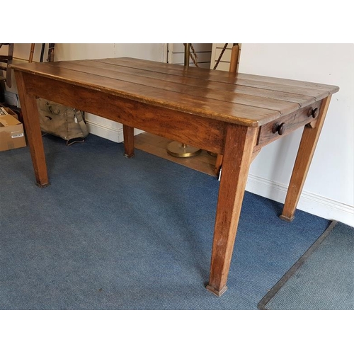 619 - Edwardian Oak Farmhouse Table with end drawers, c.5ft x 3ft