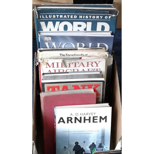 621 - Box of Books including World War II, Military Weapons, Aircraft and Tanks and 'The Best World War Ph... 