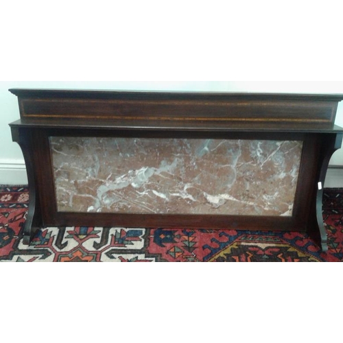 629 - Marble Overmantle with Mahogany Frame with Inlaid Marquetry - 44 x 20ins