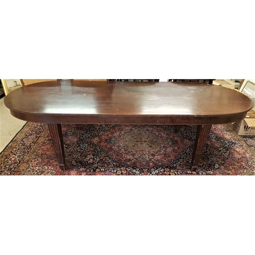 636 - Large Mahogany D-End Dining Table with fluted legs, c.9ft x 3ft6in