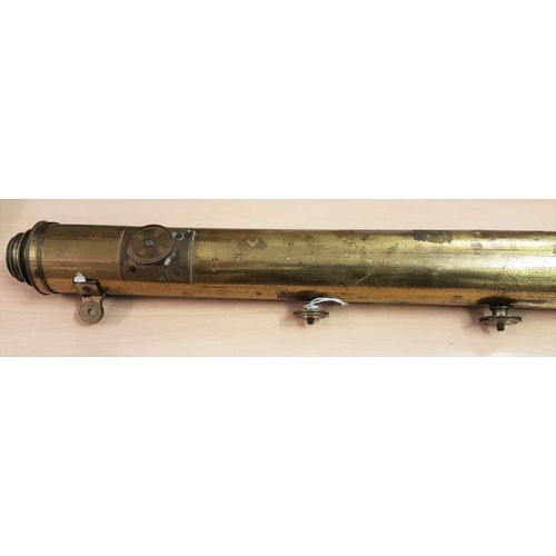 650 - Victorian Brass Three Draw Telescope, c.29in long folded down