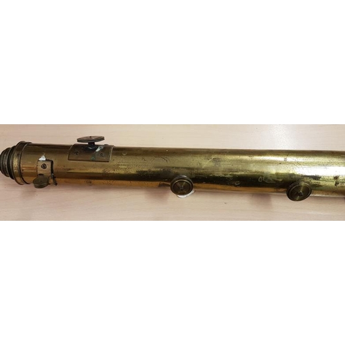 650 - Victorian Brass Three Draw Telescope, c.29in long folded down