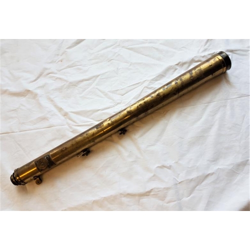 650 - Victorian Brass Three Draw Telescope, c.29in long folded down