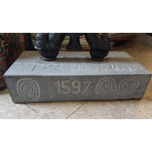 654 - 'Tyrellspass' Cast Iron Foot Scraper on a Carved Stone Base, c.17in x 13in