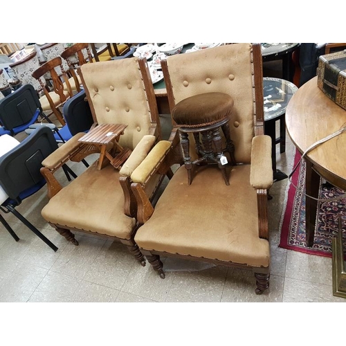 675 - Pair of Edwardian Carved Oak Armchairs