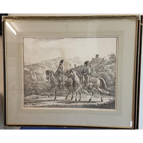 678 - Pair of Alexander Orlovski (Russian, 1777–1832) Lithographs (c.1819), depicting people on horseback ... 