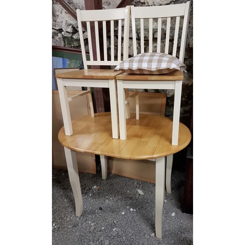 34 - Modern Cream and Oak Kitchen Table and two matching chairs