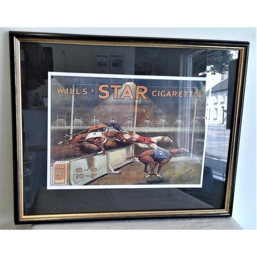 184 - Framed Will's Star Cigarettes Greyhound Advertisement - 24 x 19ins