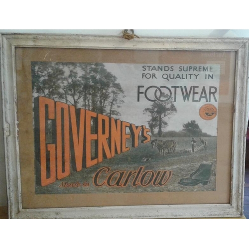 198 - 'Governey's Footwear Carlow' Framed Advertisement, c.22 x 17in