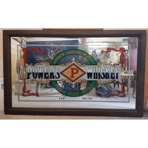 190 - Large and Impressive 'Power's Pure Pot Still Whiskey' Pub Mirror, c.76in  46.5in