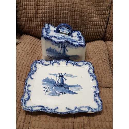 248 - Carlton Blue and White Cheese Dish, c.1910