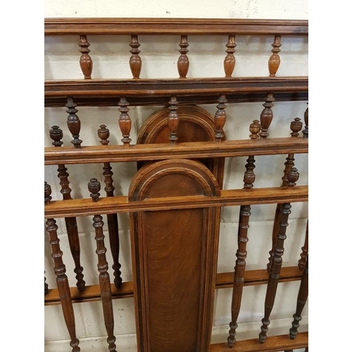 294 - Edwardian Walnut and Pitch Pine Double Bed Frame (4ft) with mesh base