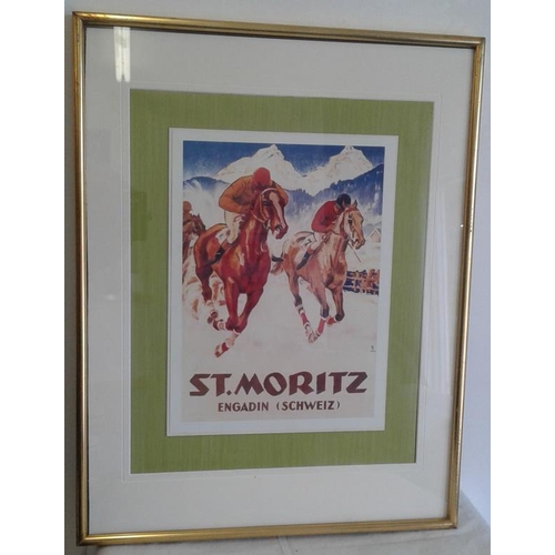 359 - Gilt Framed 'The White Turf Racing Association - St. Moritz Racing' Advertisement - 27 x 21ins