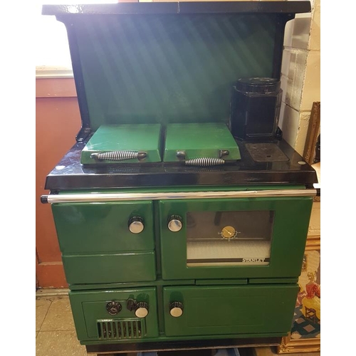 360 - Stanley Superstar Solid Fuel Range Cooker (with boiler) in emerald green, c.3ft wide