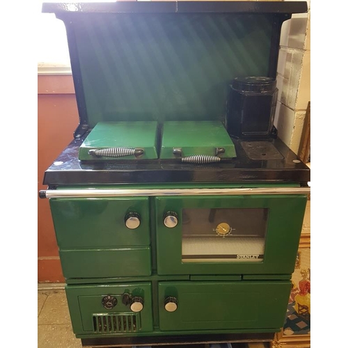 360 - Stanley Superstar Solid Fuel Range Cooker (with boiler) in emerald green, c.3ft wide