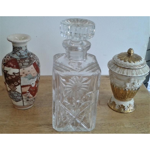 440 - Crystal Decanter and Two Vases