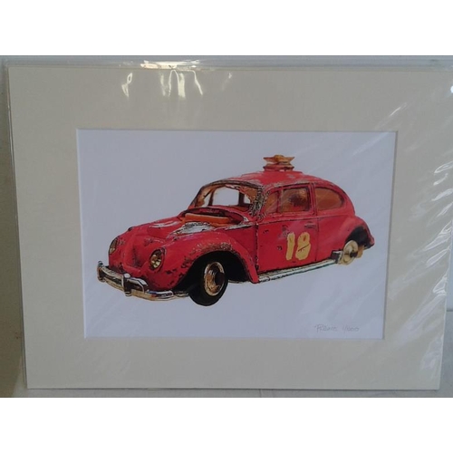 535 - Three 1940's Prints - 'Red Stock Car Racer'; Post Office/Telephone Work Van; and Haulage Carrier of ... 