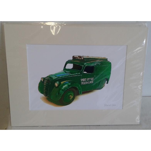 535 - Three 1940's Prints - 'Red Stock Car Racer'; Post Office/Telephone Work Van; and Haulage Carrier of ... 