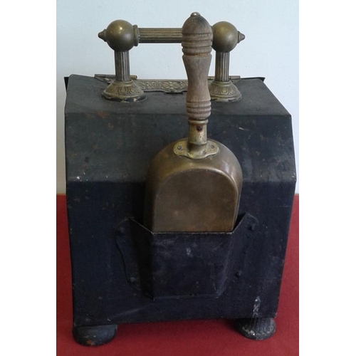 560 - Late Victorian Brass Panel Fuel Box