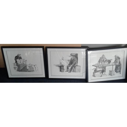 597 - Set of Eight Framed Prints - 'Dublin Street Life' by Liam Delaney