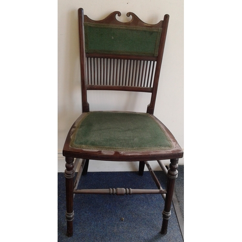 615 - Edwardian Mahogany Green Upholstered Chair