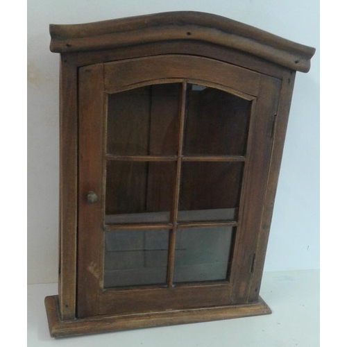 39 - Glazed Wall Display Cabinet with arch top, c.17.5 x 22in