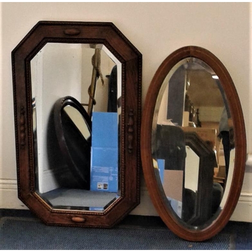 51 - Oak Framed Wall Mirror and an Inlaid Mahogany Wall Mirror