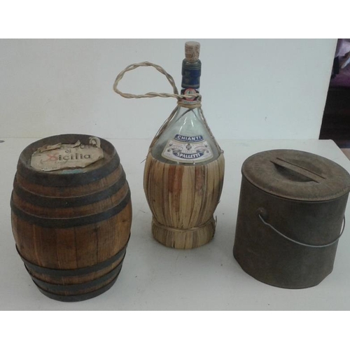 60 - Biscuit Barrel, Wine Barrel and Wine Bottle