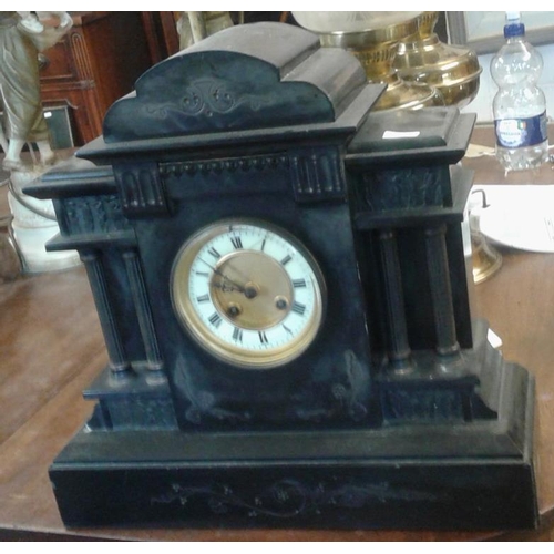 35 - Victorian Black Slate Mantle Clock (not chiming)