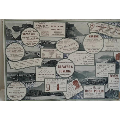9 - Large Vintage Advertising Board displaying Irish Nationwide Businesses - 21.5 x 30 ins