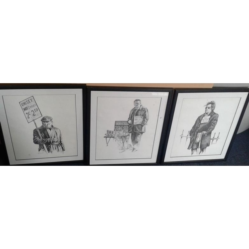 91 - Set of Eight Framed Prints - 'Dublin Street Life' by Liam Delaney