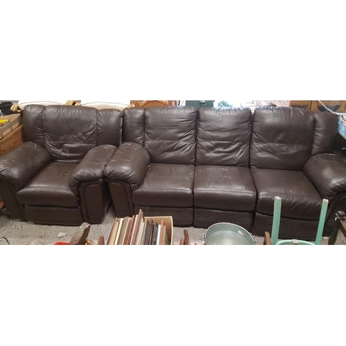 92 - Leather 3-Seater Couch and Armchair