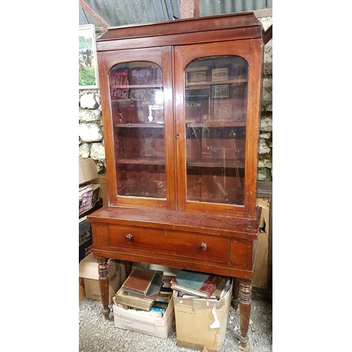 20 - Victorian Mahogany Bookcase, the top with a pair of glazed doors on a base with one long drawer - 44... 