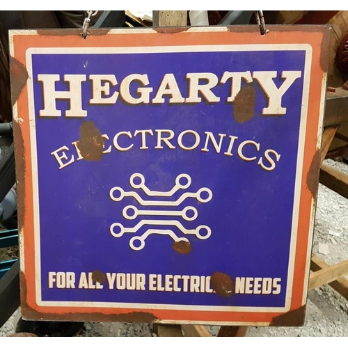 95 - Double Sided 'Hegarty Electronics' Advertising Sign - 18 x 18ins