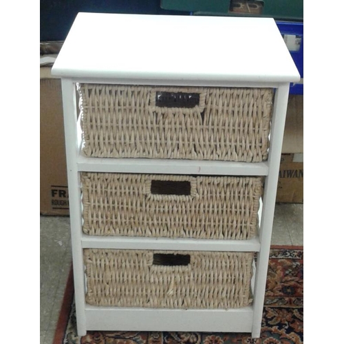 599 - Ceiling Lampshade and a Bedside Cabinet with Wicker Shelving