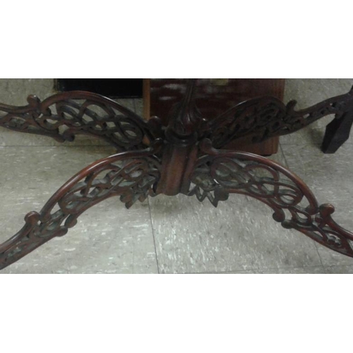 623 - Chippendale Style Mahogany Side Table with fretwork panel stretchers c. 34ins wide