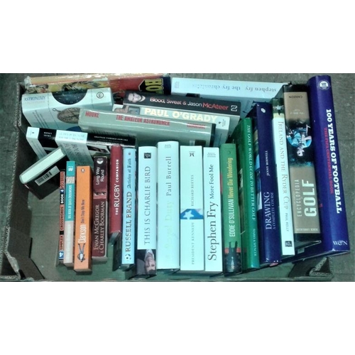 645 - Two Boxes of Books:  Biographies and Autobiographies including a signed autobiography of Bertie Aher... 