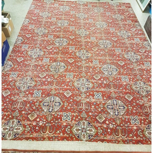 608 - Traditional Floral Pattern Floor Rug on a Red Ground - 12ft x 9ft