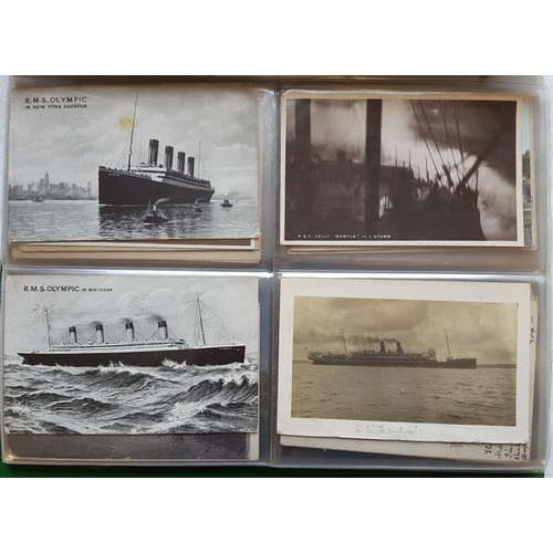 29 - Album of Postcards, many of Steamship Interest, c.120