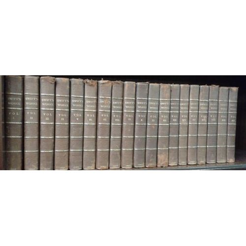 59 - Complete set of Works of Jonathan Swift in 19 Volumes with Two Old Book Plates in Each Volume.  Fine... 