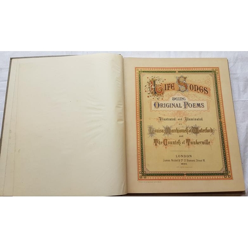 75 - Marchioness of Waterford 'Life Songs' (1884) 1st Edition. Colour Plates.  Original Gilt Decorative C... 