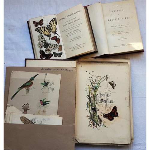 218 - Three Books of British Butterflies & Birds etc. and various plates